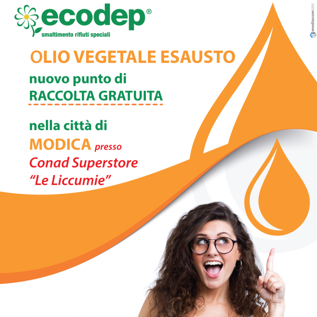 PUNTO RACCOLTA OLIO VEGETALE ESAUSTO. Nuovo punto di raccolta a Modica presso Conad Superstore, gratuito e sopratutto un grande aiuto per l'ambiente - Ecodep Smaltimento Rifiuti Sicilia