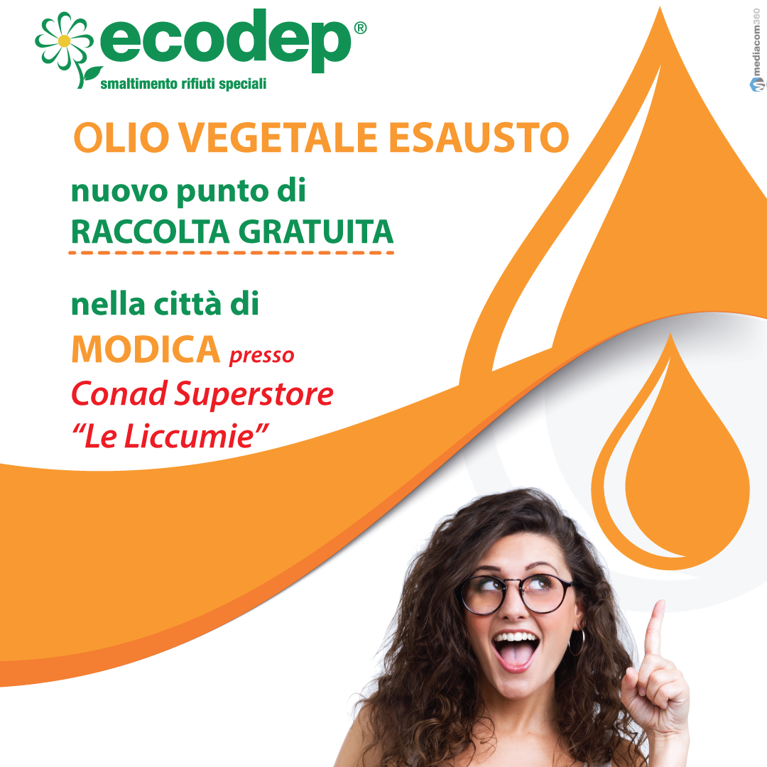 PUNTO RACCOLTA OLIO VEGETALE ESAUSTO. Nuovo punto di raccolta a Modica presso Conad Superstore, gratuito e sopratutto un grande aiuto per l'ambiente - Ecodep Smaltimento Rifiuti Sicilia